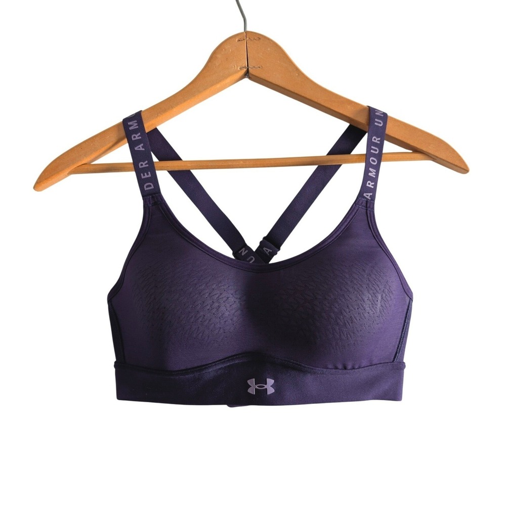 Under Armour Womens Sports Bra XS Purple Fitted Heatgear NWOT - Picture 1 of 4